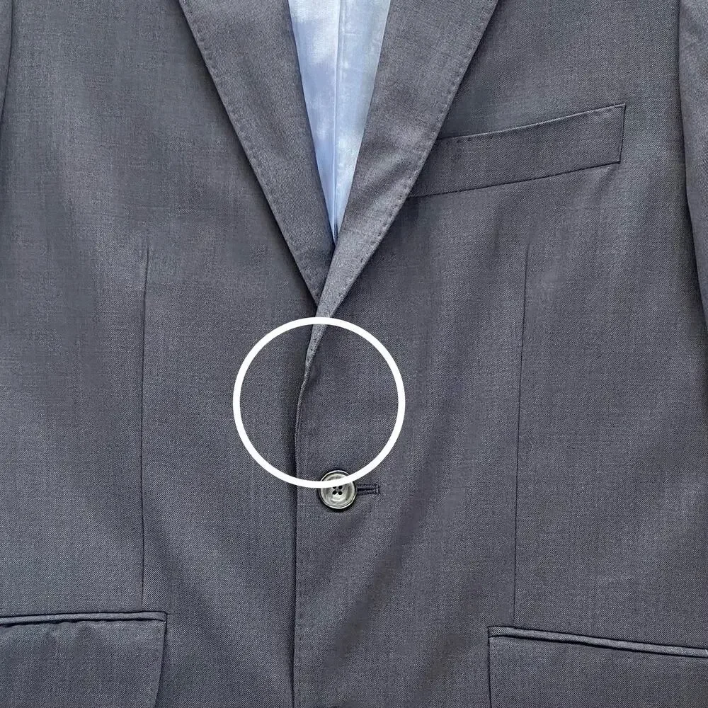 J Hilburn Wool 2 Button Blazer Mens 38 Slim‎ Fit Blue Viscose Preppy Old Money